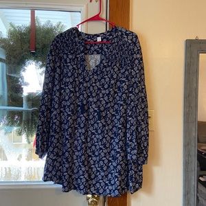 Blue Floral Tunic - Plus